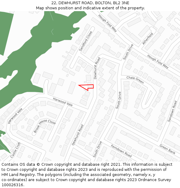 22, DEWHURST ROAD, BOLTON, BL2 3NE: Location map and indicative extent of plot