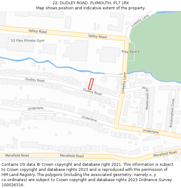 22, DUDLEY ROAD, PLYMOUTH, PL7 1RX: Location map and indicative extent of plot