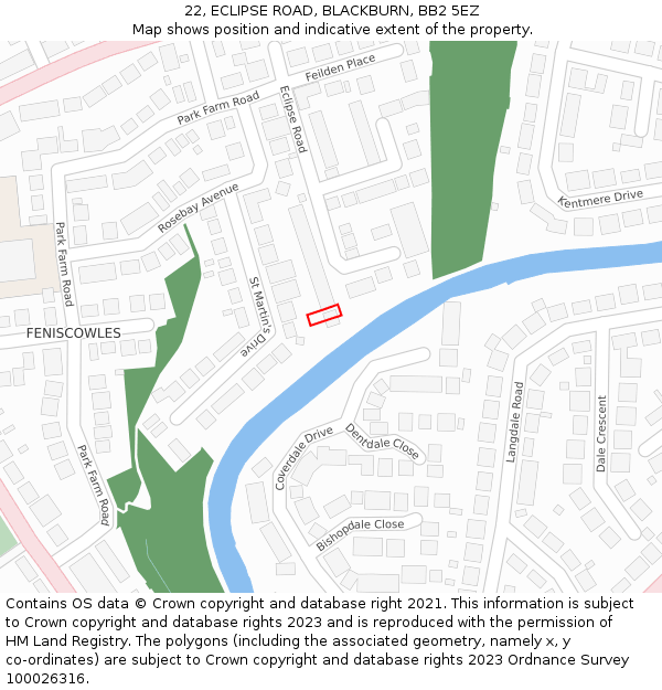22, ECLIPSE ROAD, BLACKBURN, BB2 5EZ: Location map and indicative extent of plot
