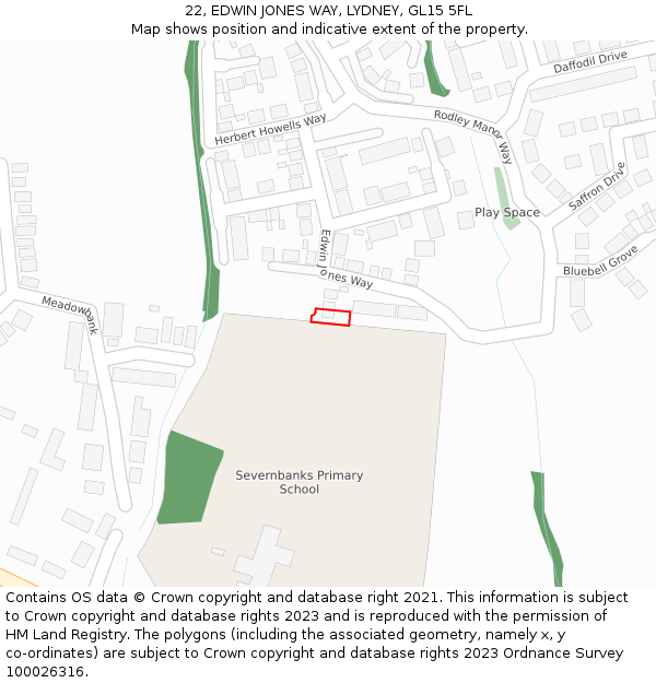 22, EDWIN JONES WAY, LYDNEY, GL15 5FL: Location map and indicative extent of plot