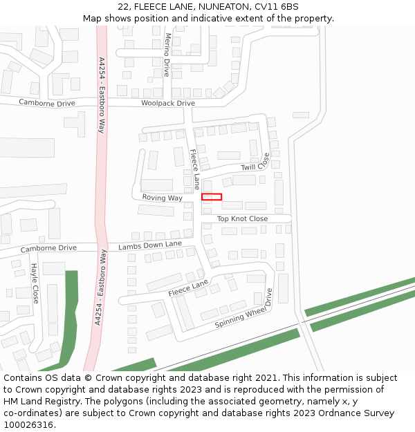 22, FLEECE LANE, NUNEATON, CV11 6BS: Location map and indicative extent of plot