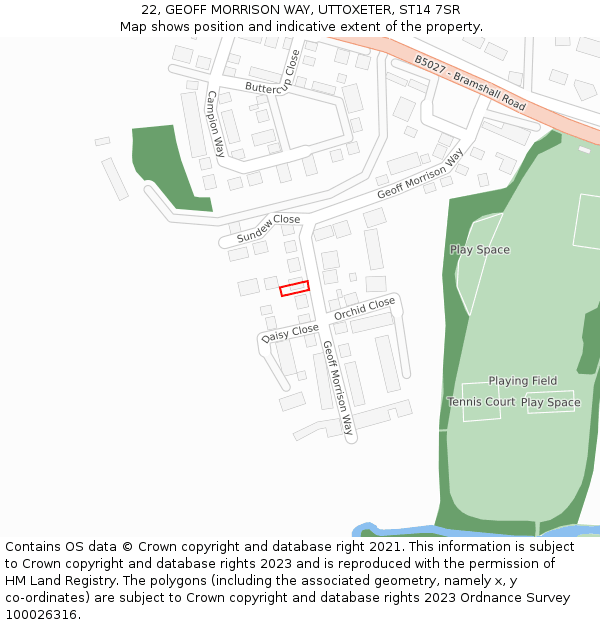 22, GEOFF MORRISON WAY, UTTOXETER, ST14 7SR: Location map and indicative extent of plot