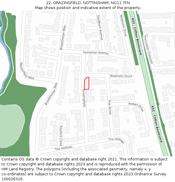 22, GRAZINGFIELD, NOTTINGHAM, NG11 7FN: Location map and indicative extent of plot