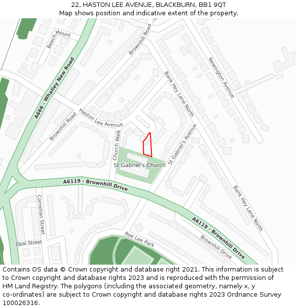 22, HASTON LEE AVENUE, BLACKBURN, BB1 9QT: Location map and indicative extent of plot