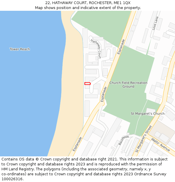22, HATHAWAY COURT, ROCHESTER, ME1 1QX: Location map and indicative extent of plot