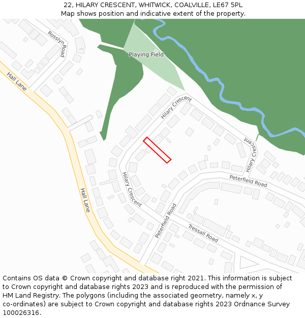 22, HILARY CRESCENT, WHITWICK, COALVILLE, LE67 5PL: Location map and indicative extent of plot
