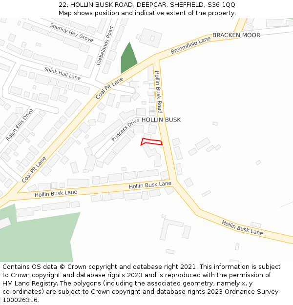 22, HOLLIN BUSK ROAD, DEEPCAR, SHEFFIELD, S36 1QQ: Location map and indicative extent of plot