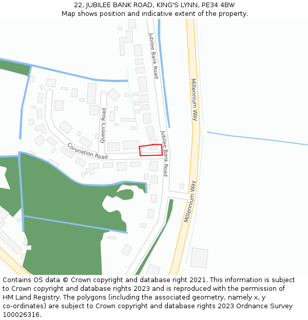 22, JUBILEE BANK ROAD, KING'S LYNN, PE34 4BW: Location map and indicative extent of plot
