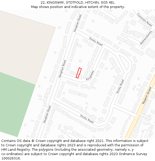 22, KINGSWAY, STOTFOLD, HITCHIN, SG5 4EL: Location map and indicative extent of plot