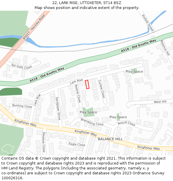 22, LARK RISE, UTTOXETER, ST14 8SZ: Location map and indicative extent of plot