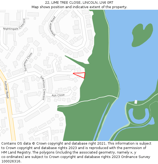 22, LIME TREE CLOSE, LINCOLN, LN6 0RT: Location map and indicative extent of plot