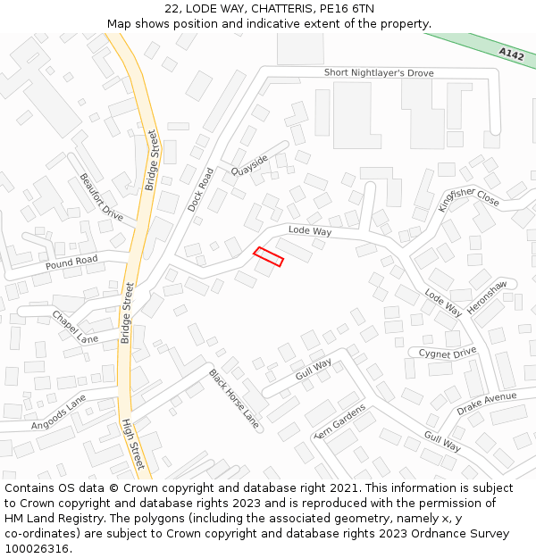 22, LODE WAY, CHATTERIS, PE16 6TN: Location map and indicative extent of plot