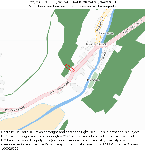 22, MAIN STREET, SOLVA, HAVERFORDWEST, SA62 6UU: Location map and indicative extent of plot