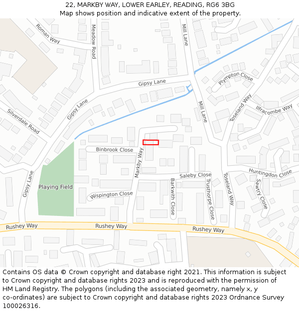 22, MARKBY WAY, LOWER EARLEY, READING, RG6 3BG: Location map and indicative extent of plot