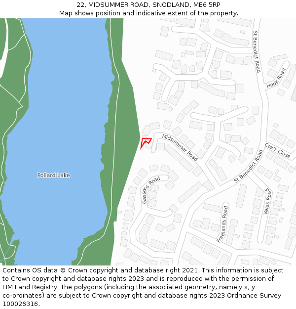22, MIDSUMMER ROAD, SNODLAND, ME6 5RP: Location map and indicative extent of plot