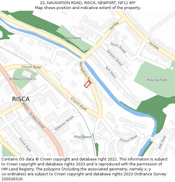 22, NAVIGATION ROAD, RISCA, NEWPORT, NP11 6FF: Location map and indicative extent of plot