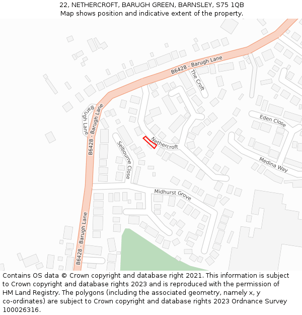 22, NETHERCROFT, BARUGH GREEN, BARNSLEY, S75 1QB: Location map and indicative extent of plot