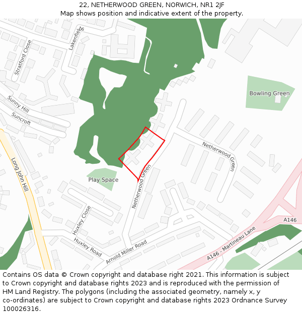 22, NETHERWOOD GREEN, NORWICH, NR1 2JF: Location map and indicative extent of plot