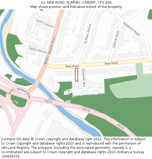 22, NEW ROAD, RUMNEY, CARDIFF, CF3 3AA: Location map and indicative extent of plot