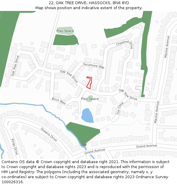 22, OAK TREE DRIVE, HASSOCKS, BN6 8YD: Location map and indicative extent of plot