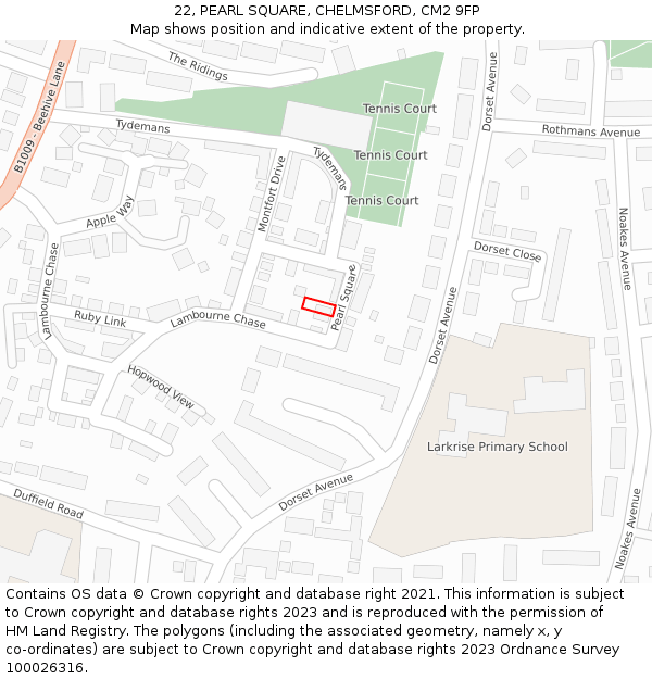 22, PEARL SQUARE, CHELMSFORD, CM2 9FP: Location map and indicative extent of plot