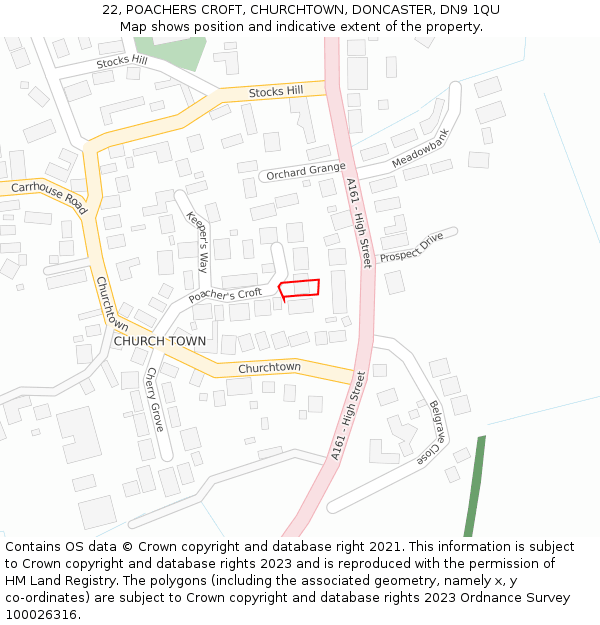22, POACHERS CROFT, CHURCHTOWN, DONCASTER, DN9 1QU: Location map and indicative extent of plot