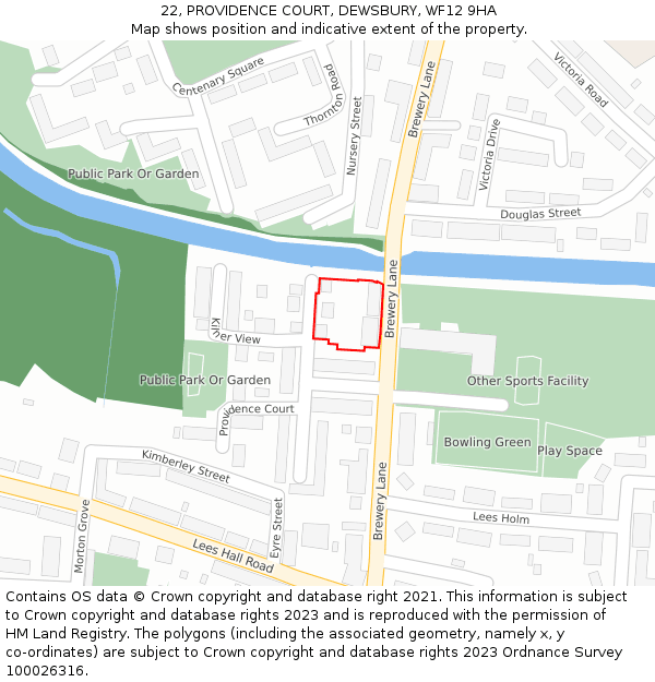 22, PROVIDENCE COURT, DEWSBURY, WF12 9HA: Location map and indicative extent of plot