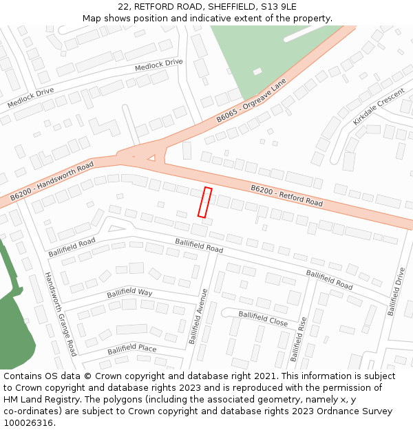 22, RETFORD ROAD, SHEFFIELD, S13 9LE: Location map and indicative extent of plot