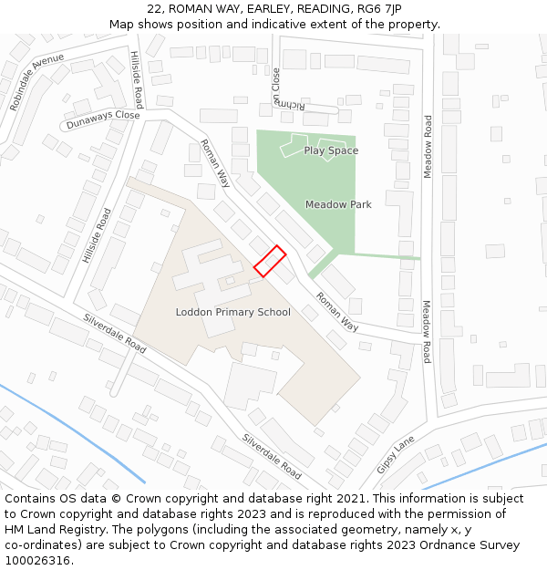 22, ROMAN WAY, EARLEY, READING, RG6 7JP: Location map and indicative extent of plot