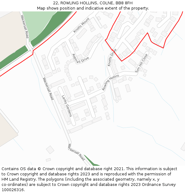 22, ROWLING HOLLINS, COLNE, BB8 8FH: Location map and indicative extent of plot