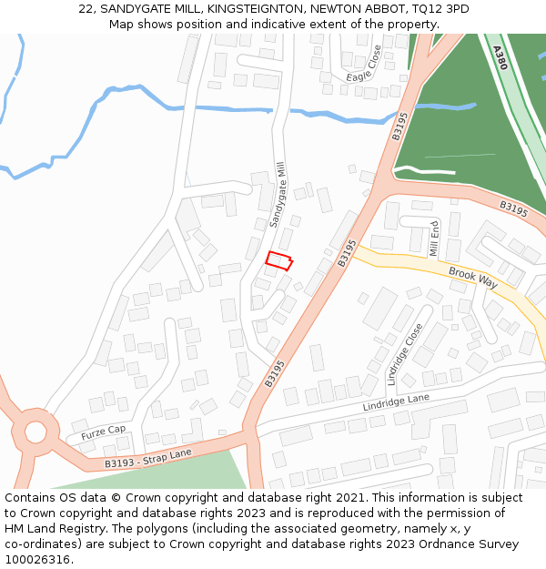 22, SANDYGATE MILL, KINGSTEIGNTON, NEWTON ABBOT, TQ12 3PD: Location map and indicative extent of plot