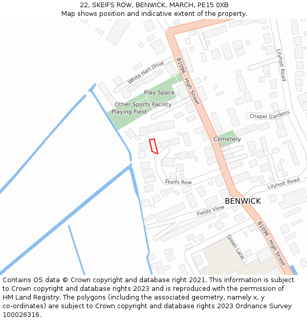 22, SKEIFS ROW, BENWICK, MARCH, PE15 0XB: Location map and indicative extent of plot