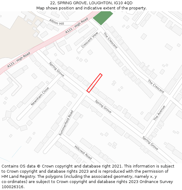 22, SPRING GROVE, LOUGHTON, IG10 4QD: Location map and indicative extent of plot