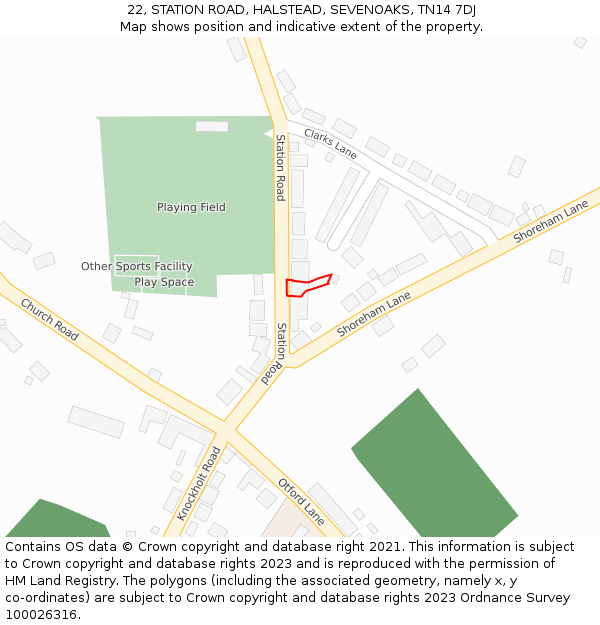 22, STATION ROAD, HALSTEAD, SEVENOAKS, TN14 7DJ: Location map and indicative extent of plot