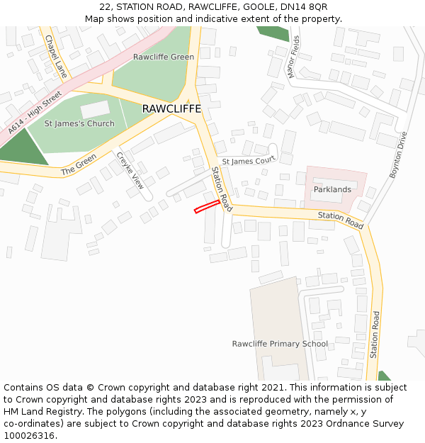 22, STATION ROAD, RAWCLIFFE, GOOLE, DN14 8QR: Location map and indicative extent of plot