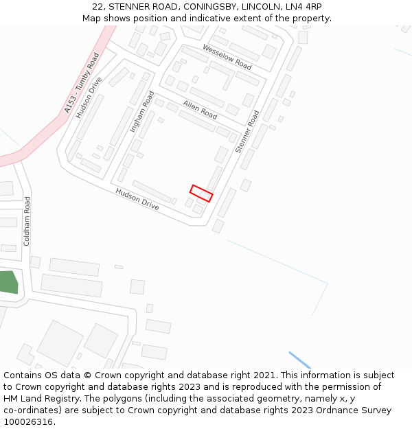 22, STENNER ROAD, CONINGSBY, LINCOLN, LN4 4RP: Location map and indicative extent of plot
