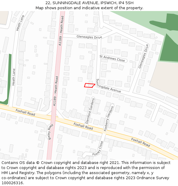 22, SUNNINGDALE AVENUE, IPSWICH, IP4 5SH: Location map and indicative extent of plot