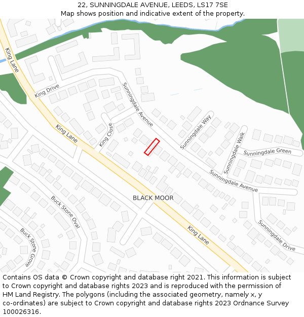 22, SUNNINGDALE AVENUE, LEEDS, LS17 7SE: Location map and indicative extent of plot