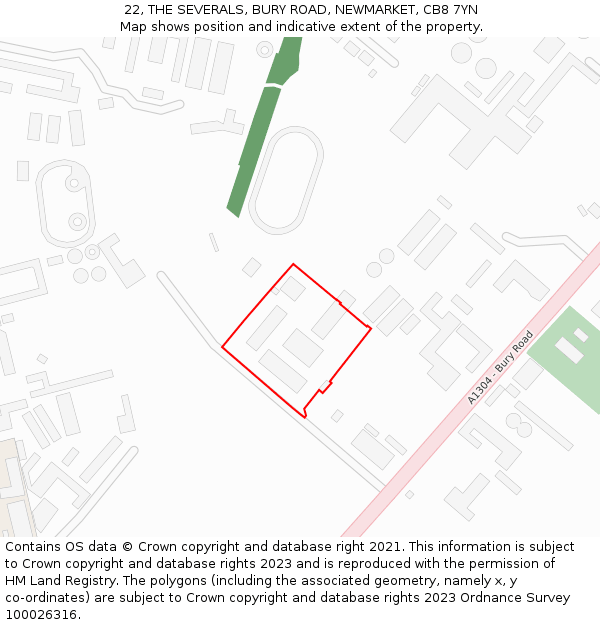 22, THE SEVERALS, BURY ROAD, NEWMARKET, CB8 7YN: Location map and indicative extent of plot