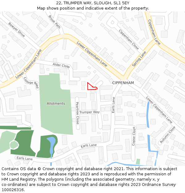 22, TRUMPER WAY, SLOUGH, SL1 5EY: Location map and indicative extent of plot