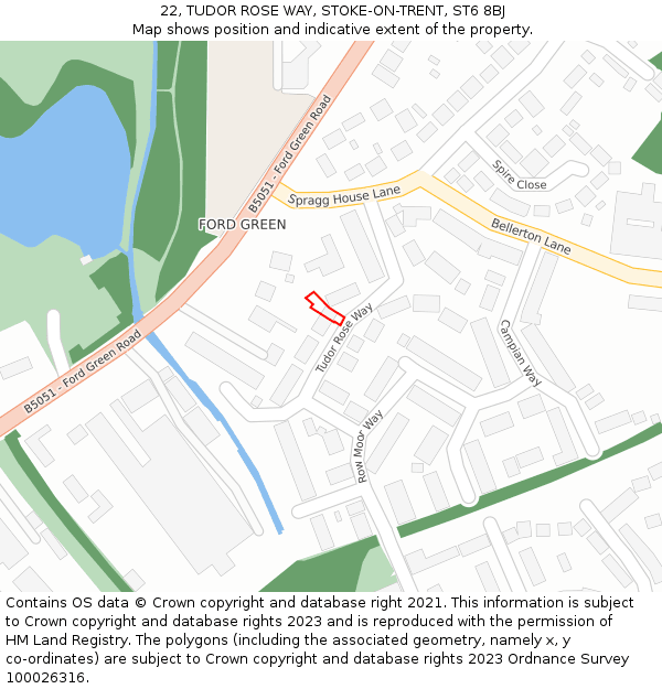 22, TUDOR ROSE WAY, STOKE-ON-TRENT, ST6 8BJ: Location map and indicative extent of plot