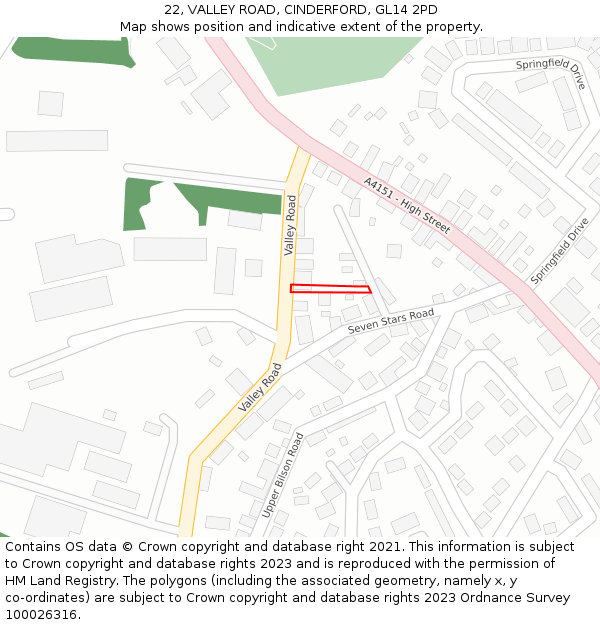22, VALLEY ROAD, CINDERFORD, GL14 2PD: Location map and indicative extent of plot