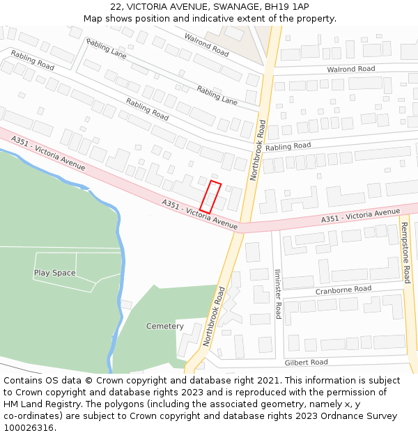 22, VICTORIA AVENUE, SWANAGE, BH19 1AP: Location map and indicative extent of plot