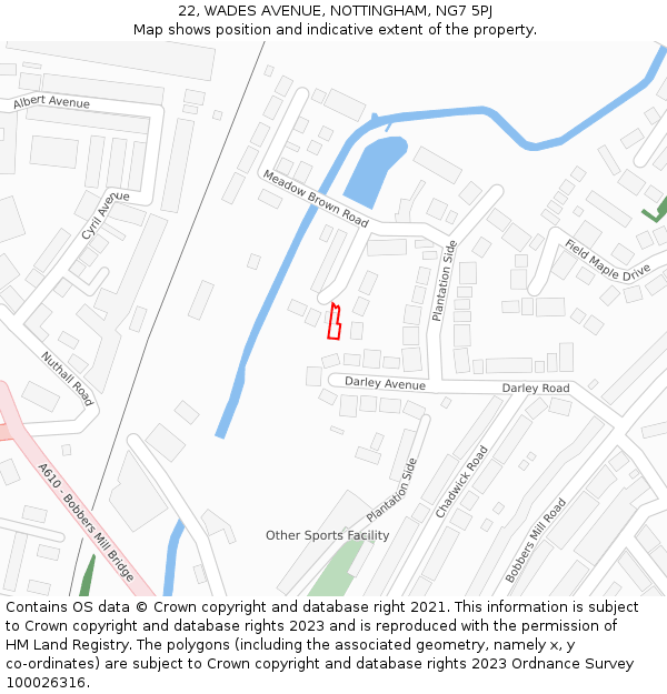 22, WADES AVENUE, NOTTINGHAM, NG7 5PJ: Location map and indicative extent of plot