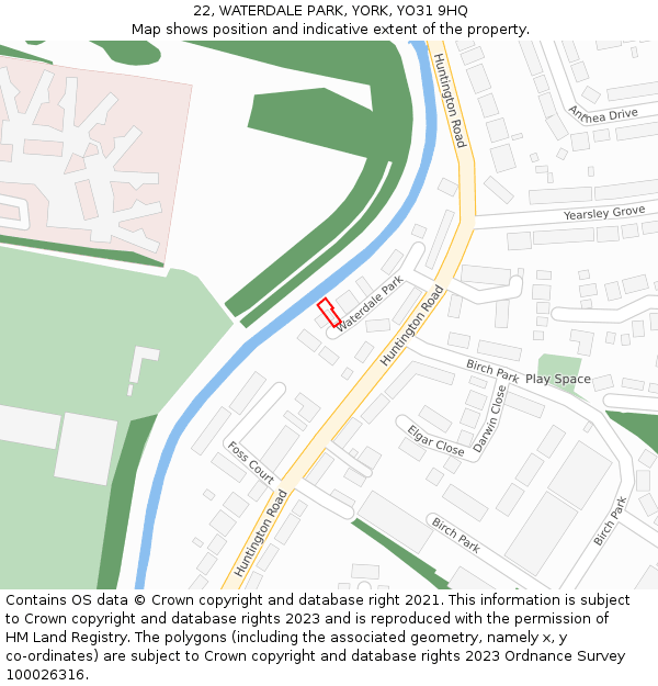 22, WATERDALE PARK, YORK, YO31 9HQ: Location map and indicative extent of plot
