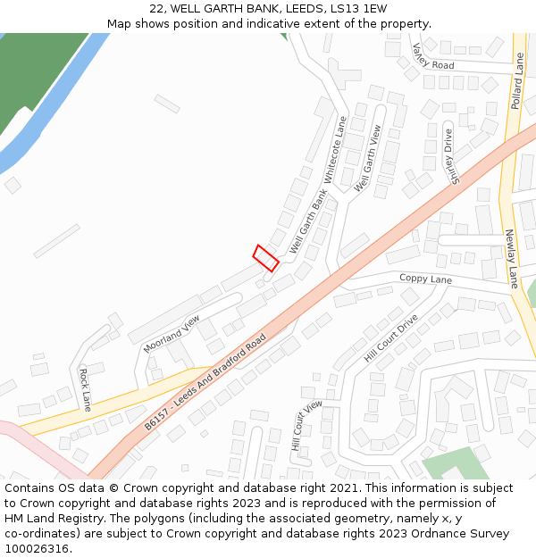 22, WELL GARTH BANK, LEEDS, LS13 1EW: Location map and indicative extent of plot