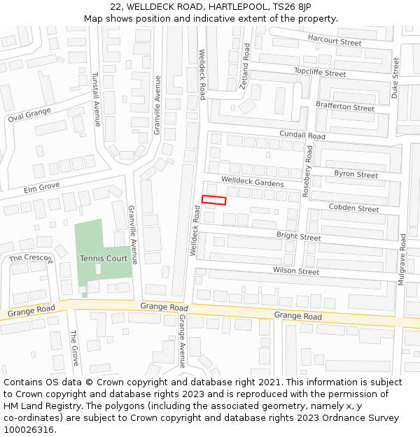 22, WELLDECK ROAD, HARTLEPOOL, TS26 8JP: Location map and indicative extent of plot