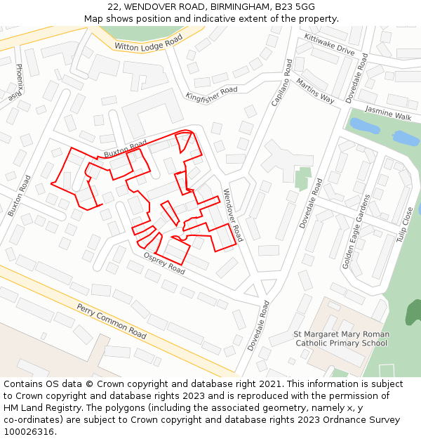 22, WENDOVER ROAD, BIRMINGHAM, B23 5GG: Location map and indicative extent of plot