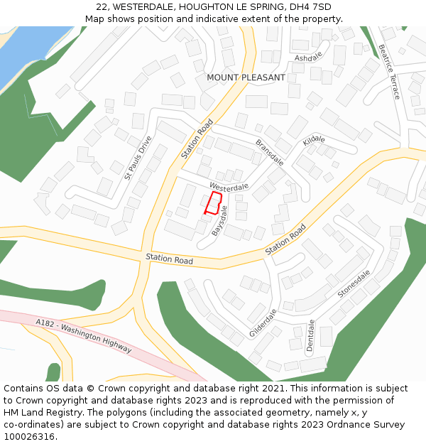22, WESTERDALE, HOUGHTON LE SPRING, DH4 7SD: Location map and indicative extent of plot