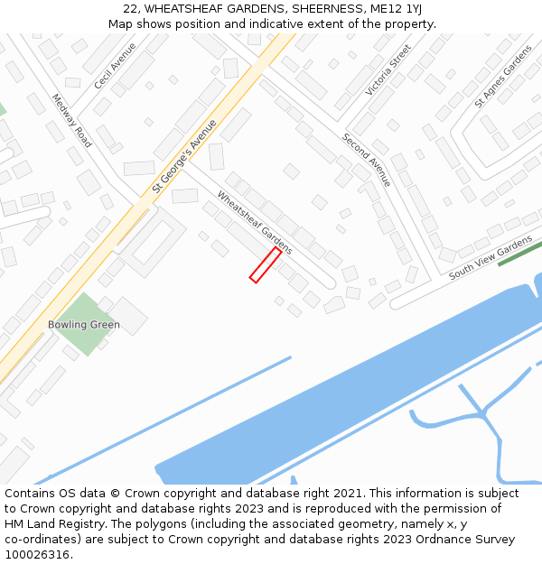 22, WHEATSHEAF GARDENS, SHEERNESS, ME12 1YJ: Location map and indicative extent of plot